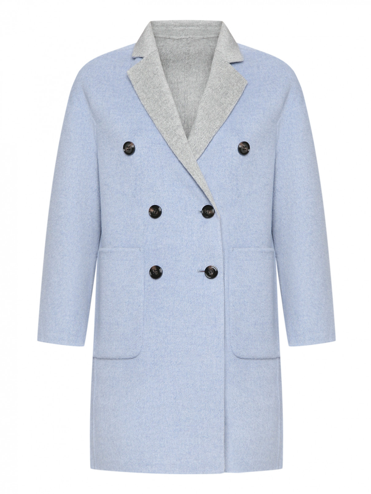 Шерстяное двубортное двустороннее пальто Max&Co  –  Общий вид  – Цвет:  Синий