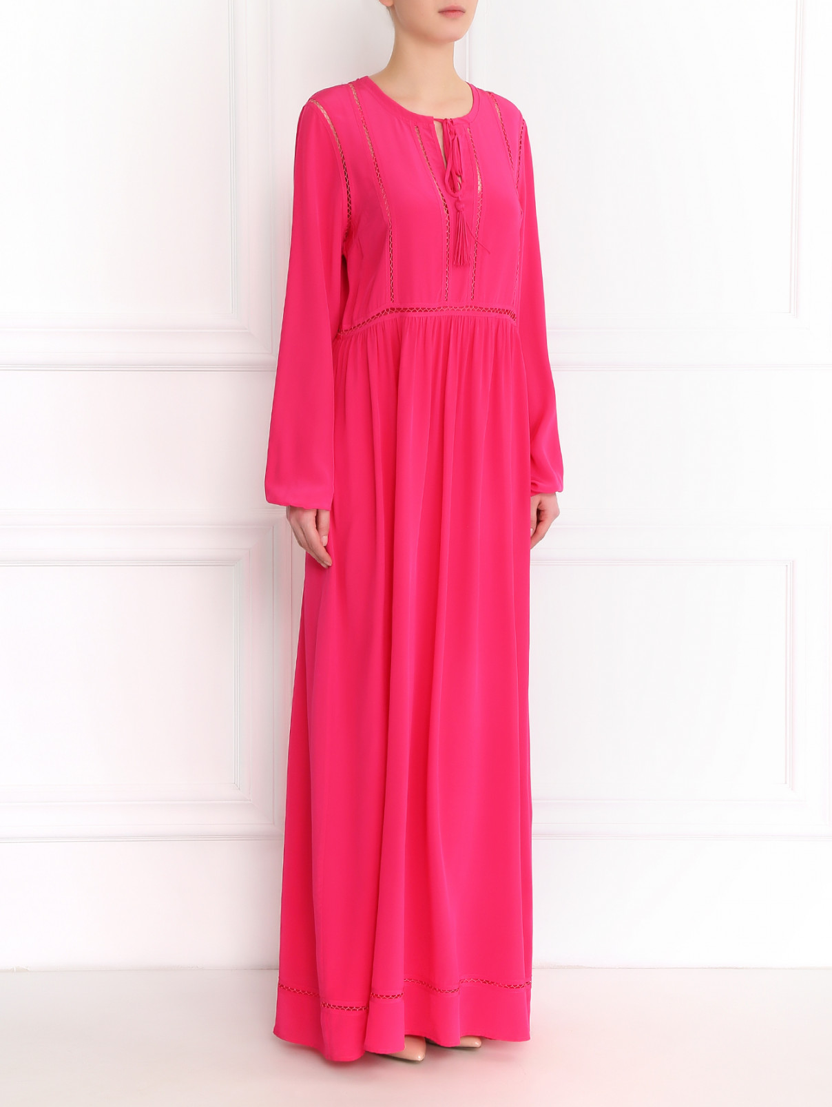 Платье-макси из шелка P.A.R.O.S.H.  –  Модель Общий вид  – Цвет:  Розовый