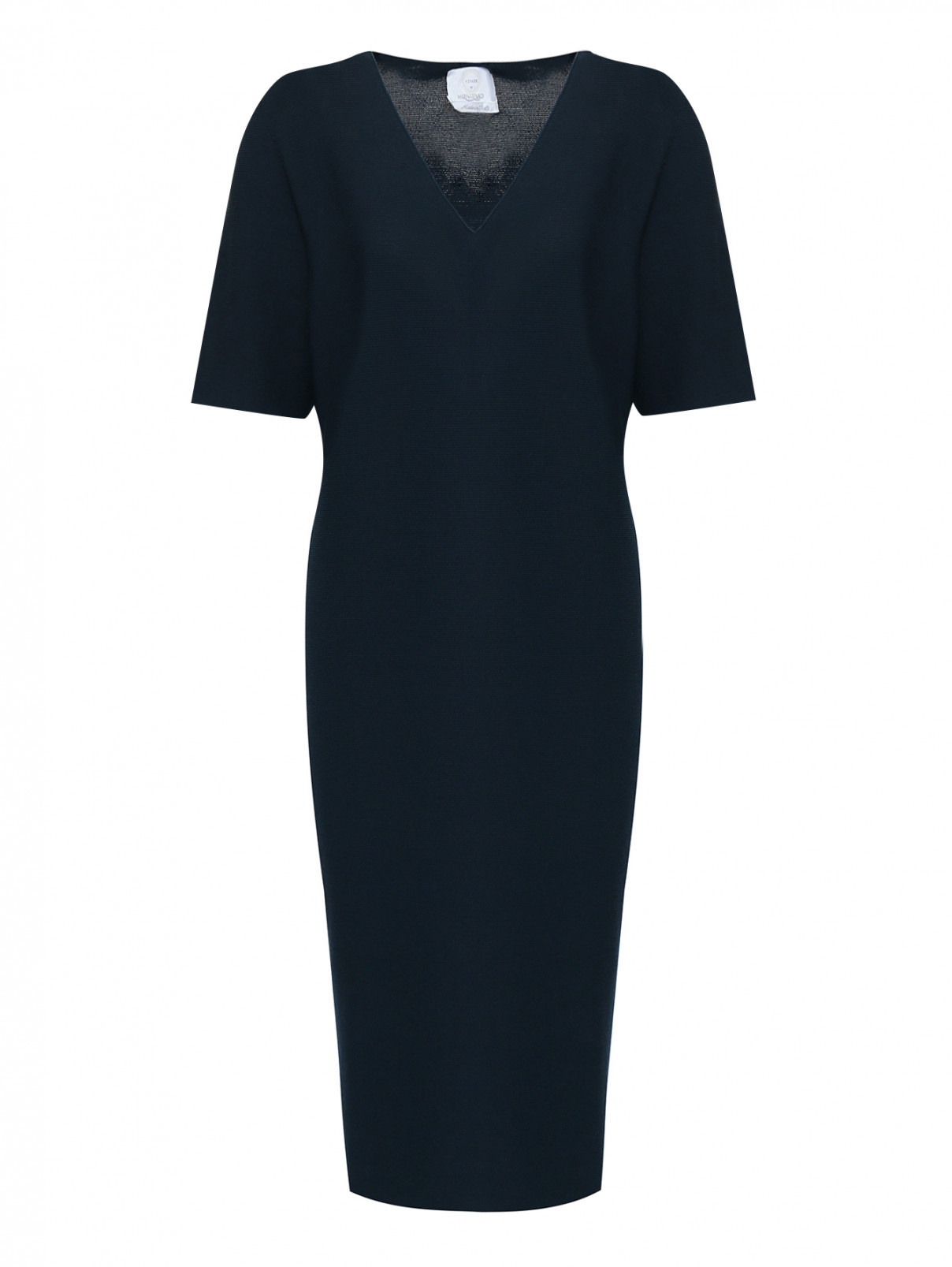 Платье базовое из хлопка Marina Rinaldi  –  Общий вид  – Цвет:  Синий