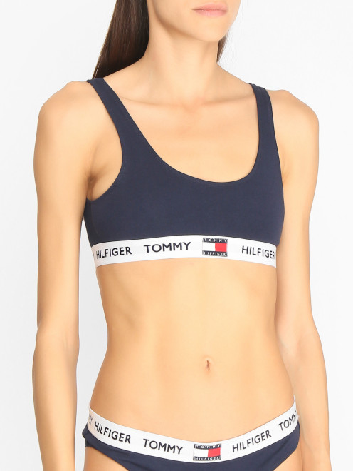 Бюстгальтер из хлопка с логотипом Tommy Hilfiger - МодельВерхНиз