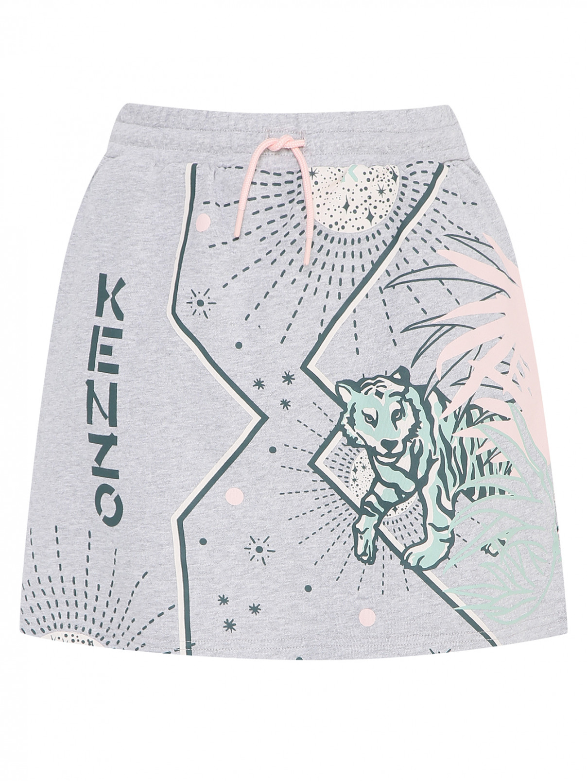 Трикотажная юбка с принтом Kenzo  –  Общий вид  – Цвет:  Серый