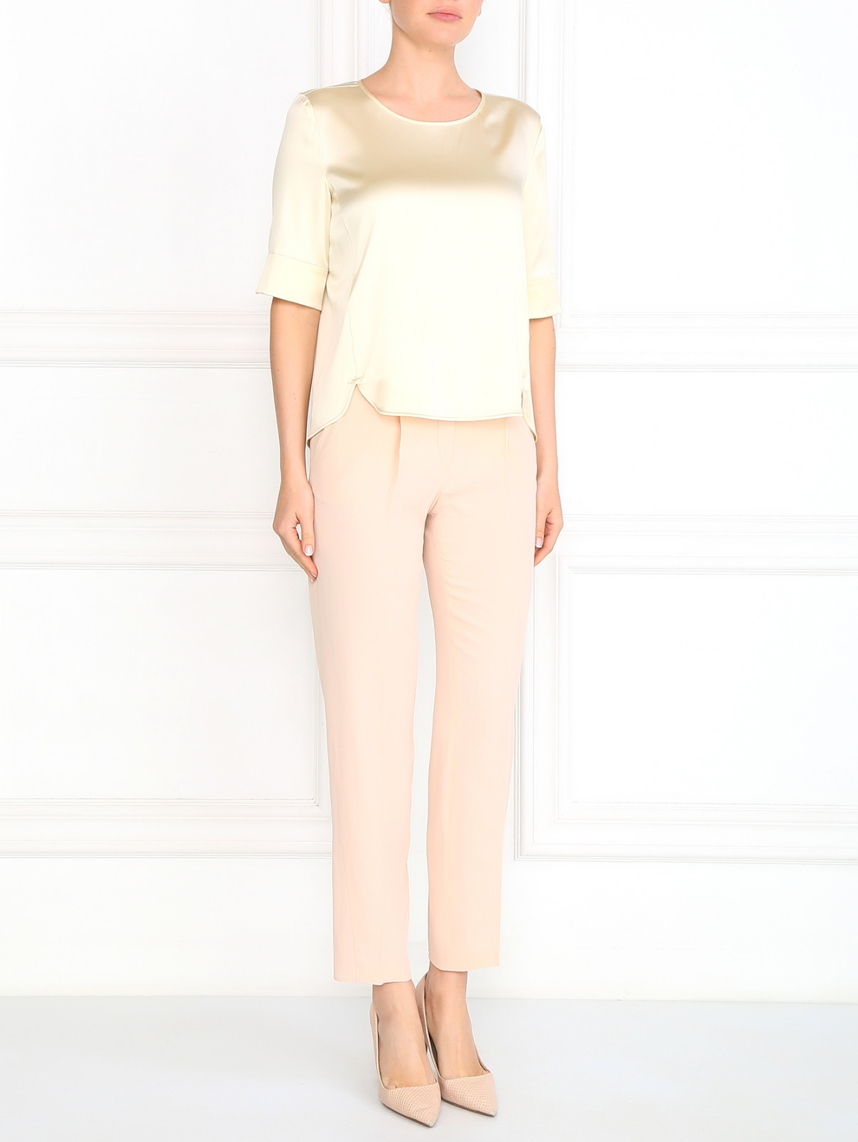 Прямые брюки со стрелками Emporio Armani  –  Модель Общий вид  – Цвет:  Розовый