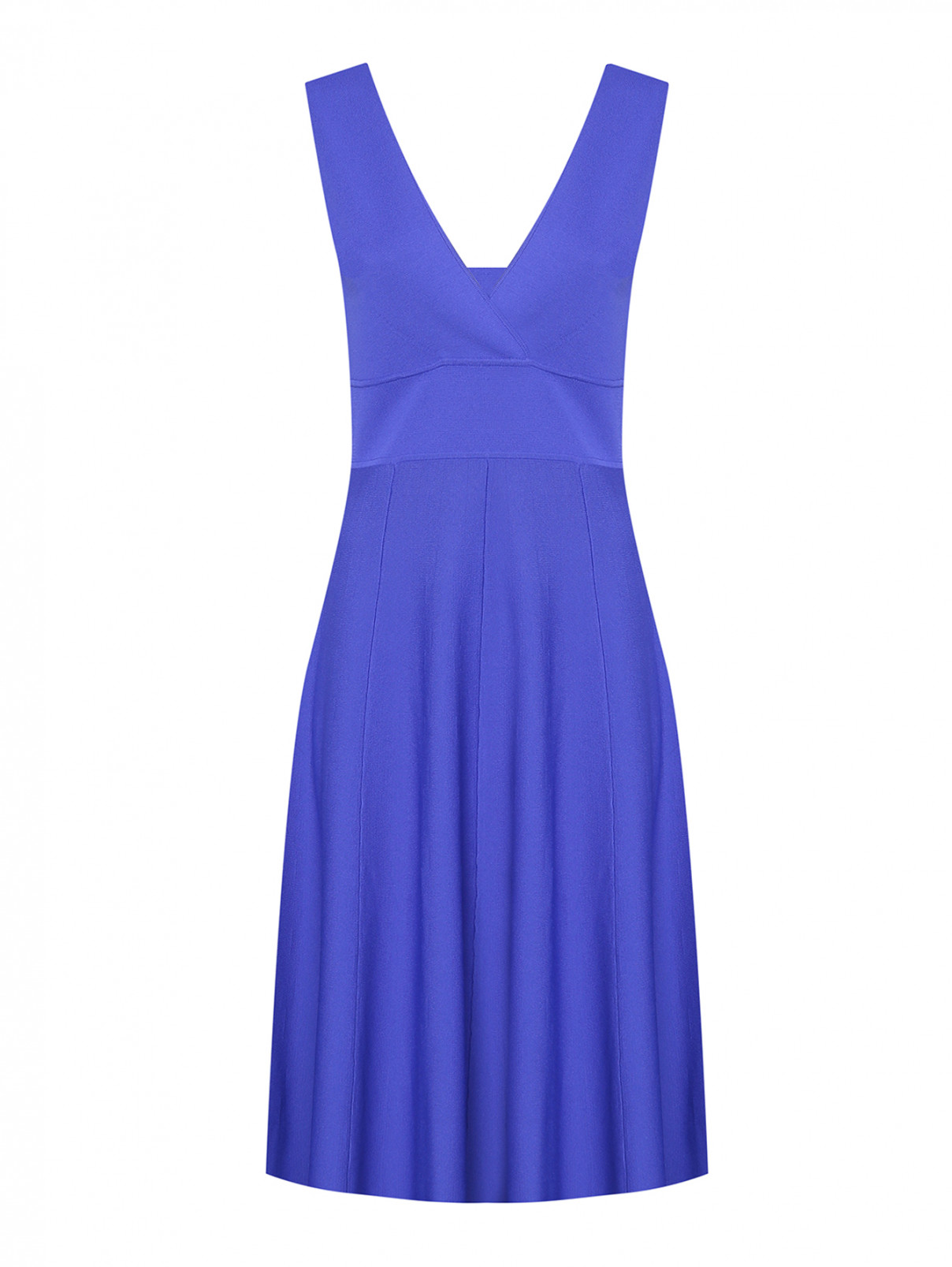 Платье-миди с V-образным вырезом P.A.R.O.S.H.  –  Общий вид  – Цвет:  Синий