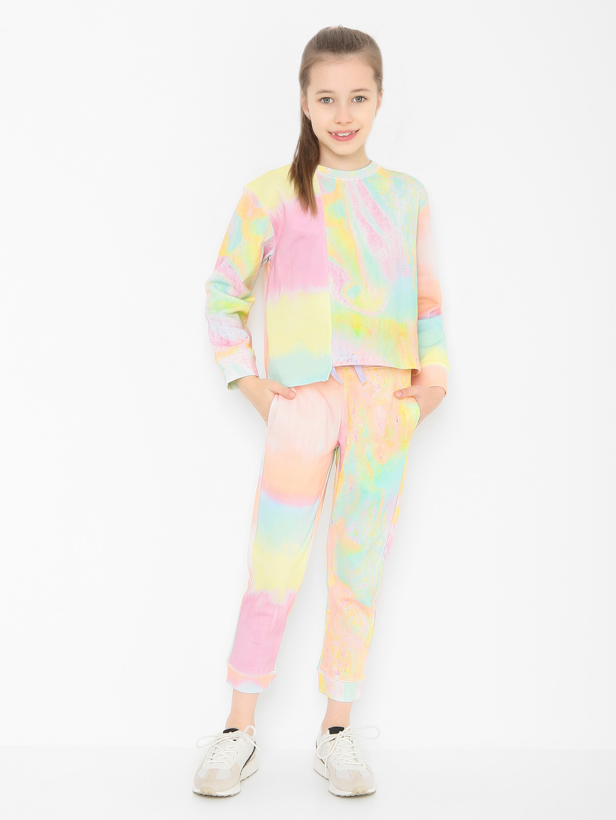 Трикотажный костюм с узором Stella McCartney kids  –  МодельОбщийВид  – Цвет:  Узор