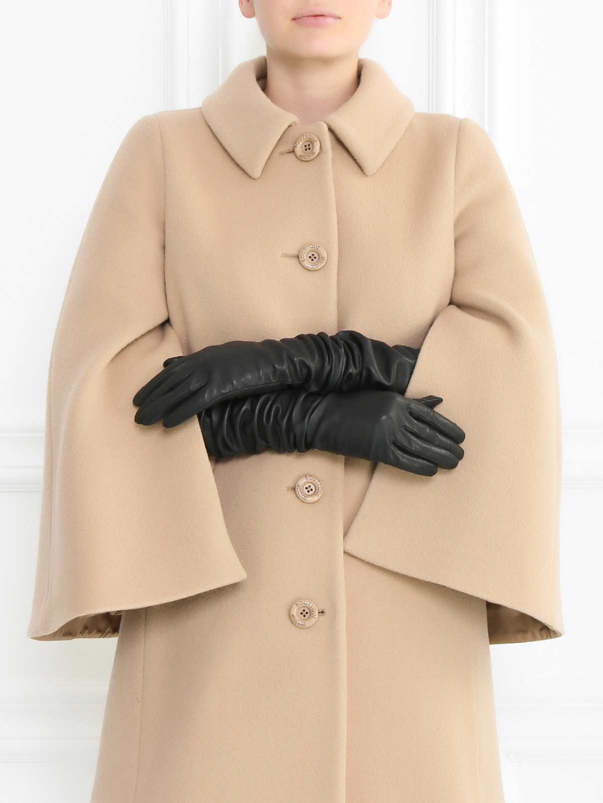 Длинные перчатки из кожи Dsquared2  –  Модель Общий вид  – Цвет:  Черный