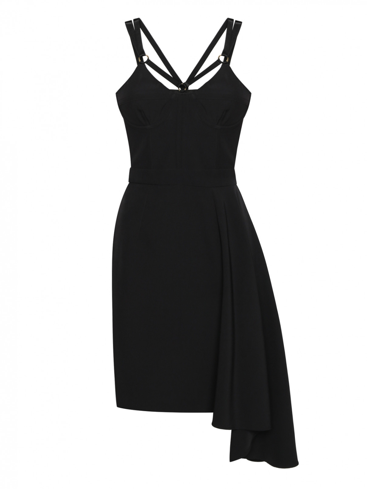 Платье асимметричного кроя VERSACE JEANS COUTURE  –  Общий вид  – Цвет:  Черный
