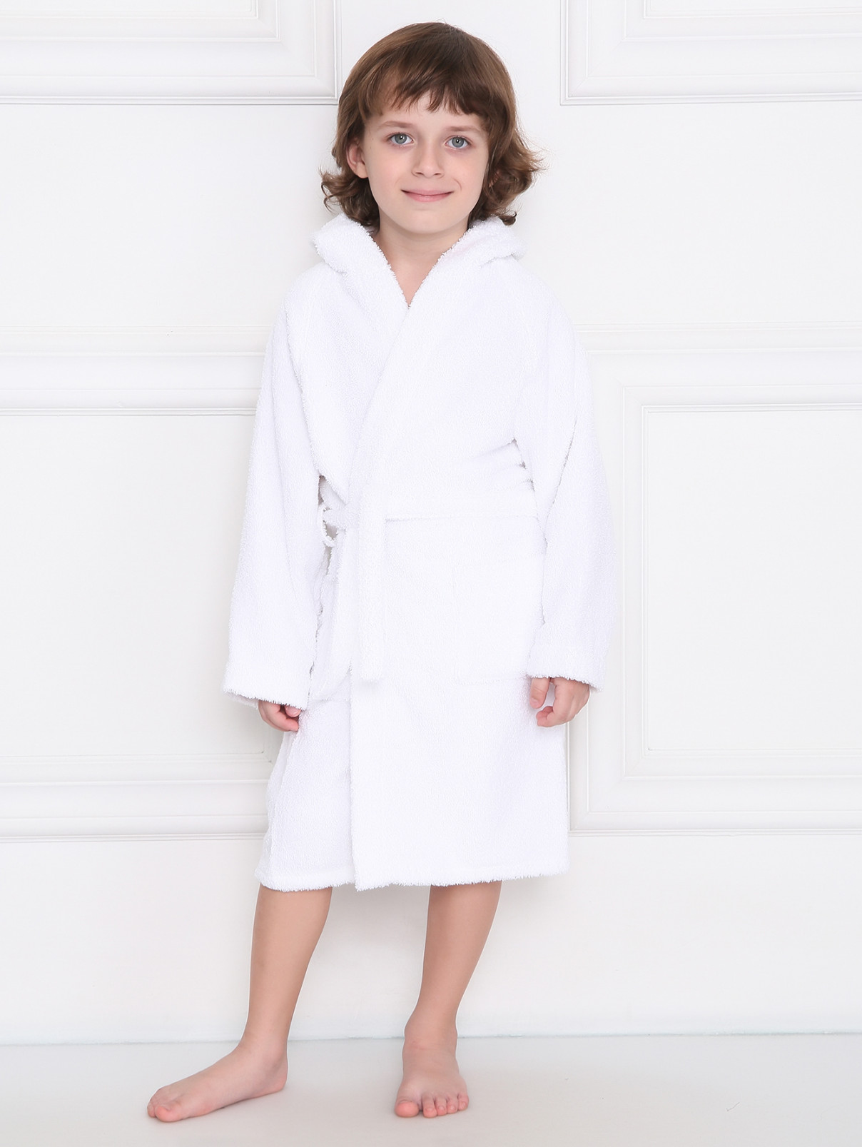 Халат хлопковый с вышивкой на спинке Giottino  –  МодельОбщийВид  – Цвет:  Белый