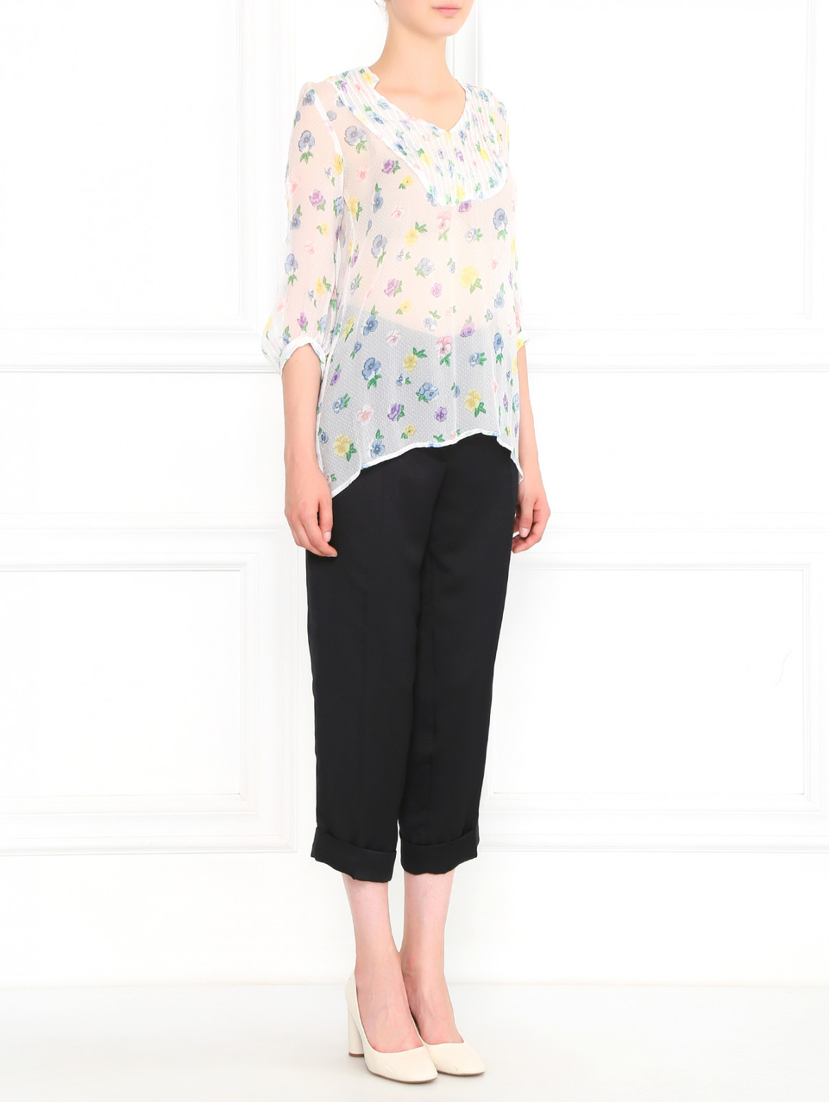Блуза из шелка с цветочным узором Dondup  –  Модель Общий вид  – Цвет:  Узор