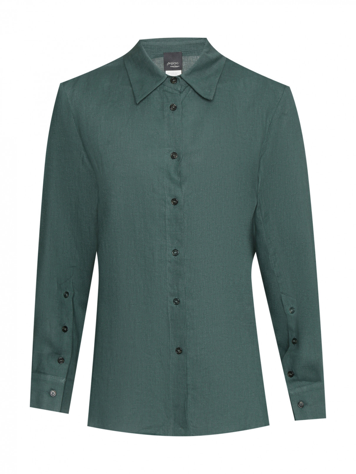 Рубашка из льна свободного кроя Persona by Marina Rinaldi  –  Общий вид  – Цвет:  Зеленый