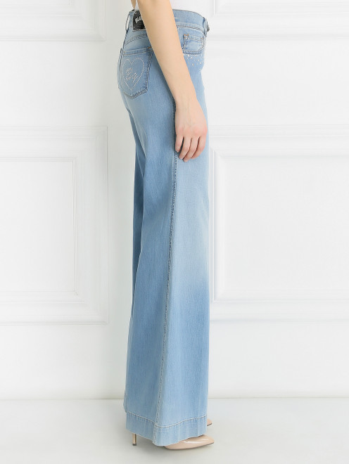 Широкие джинсы из светлого денима с декоративной отделкой  Blugirl Blumarine - Модель Верх-Низ1