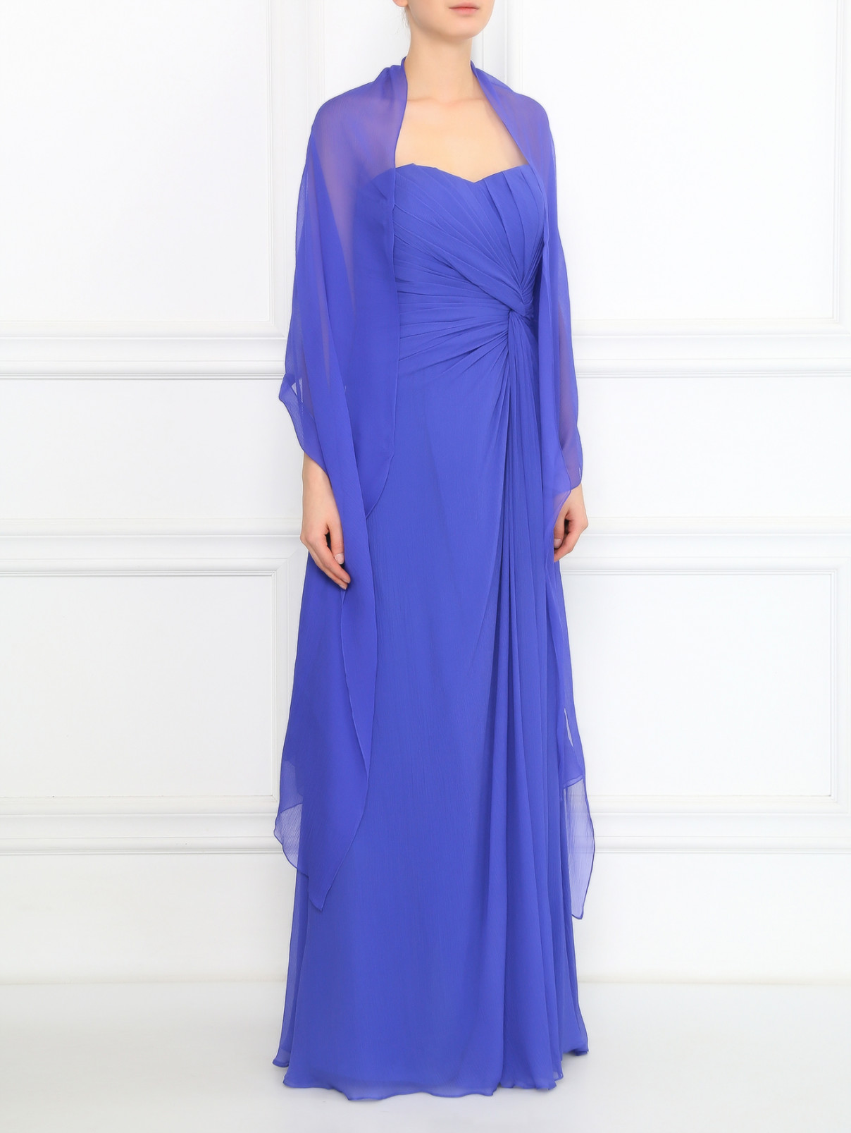 Платье-макси из смешанного шелка с драпировкой Rosa Clara  –  Модель Общий вид  – Цвет:  Фиолетовый