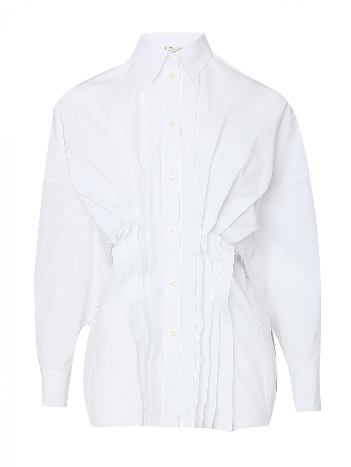Рубашка с добавлением хлопка с карманом Nina Ricci  –  Общий вид  – Цвет:  Белый