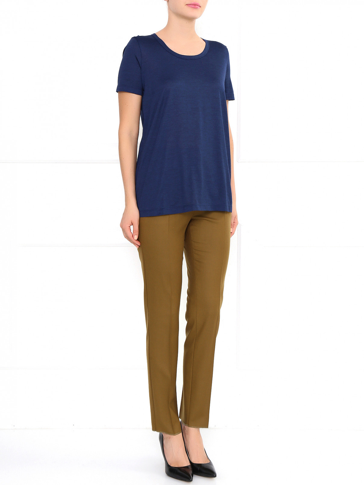 Укороченные брюки из шерсти Max Mara  –  Модель Общий вид  – Цвет:  Зеленый
