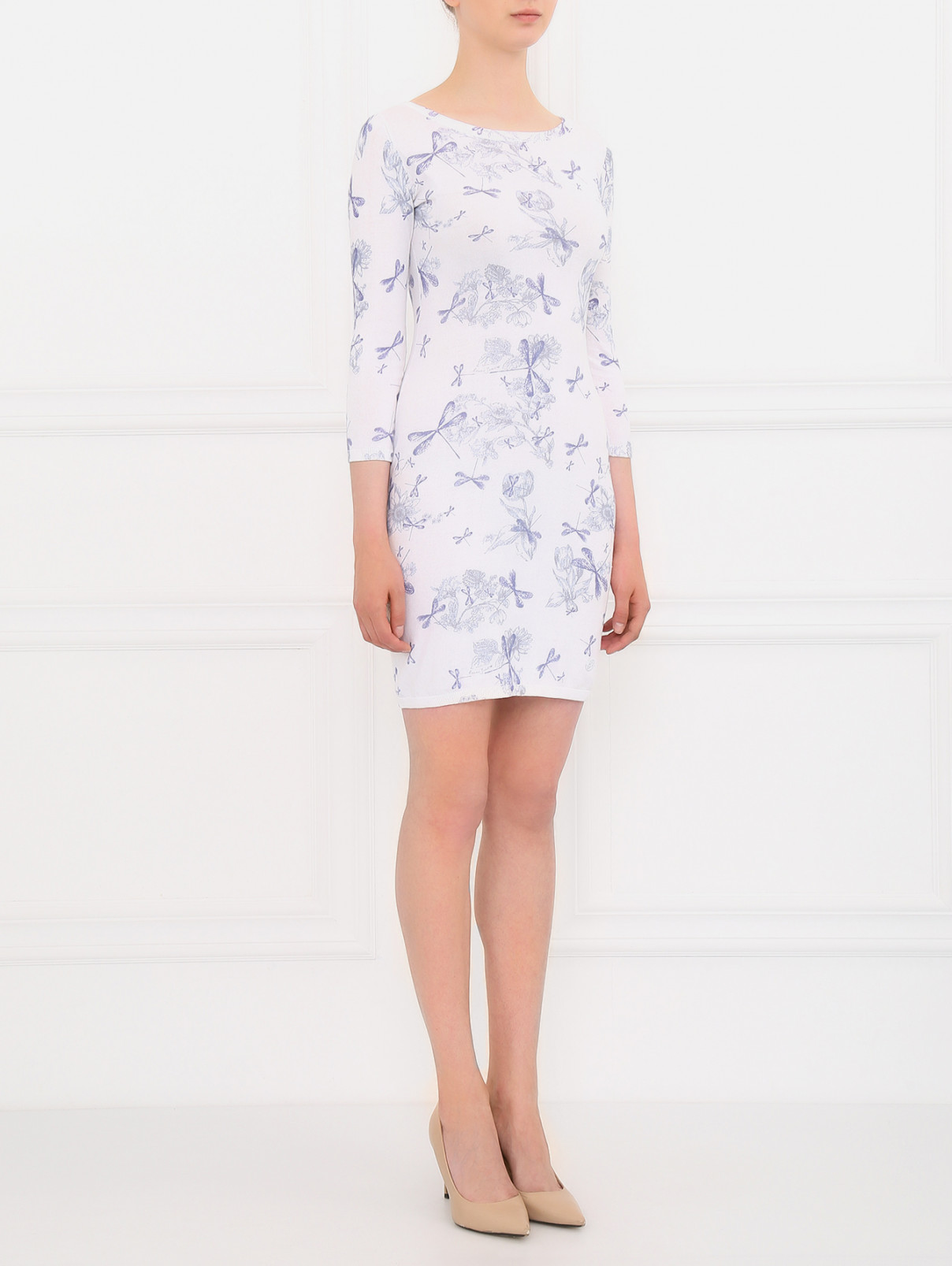 Платье-мини мелкой вязки Armani Jeans  –  Модель Общий вид  – Цвет:  Узор