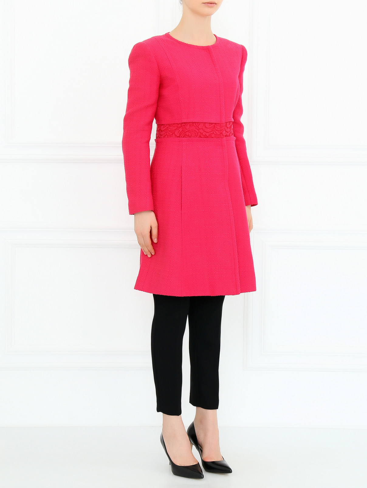 Пальто из хлопка с боковыми карманами Alberta Ferretti  –  Модель Общий вид  – Цвет:  Фиолетовый