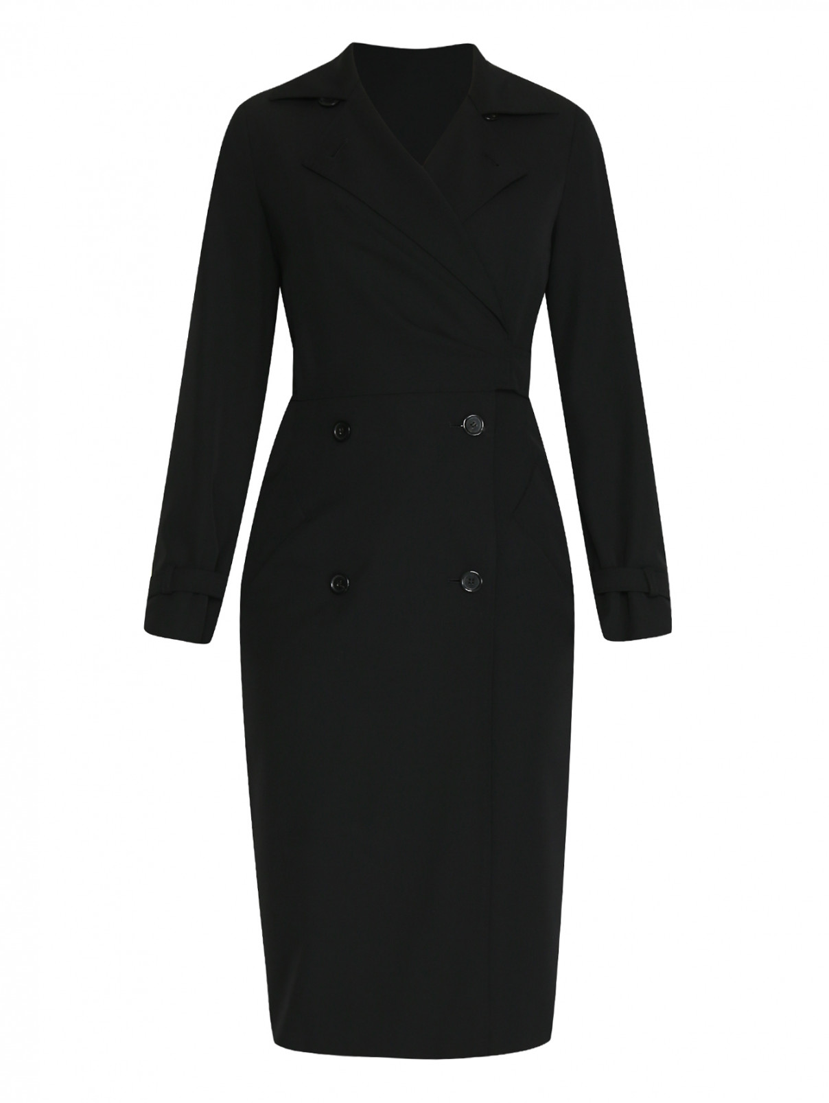 Платье из шерсти двубортное Max Mara  –  Общий вид  – Цвет:  Черный