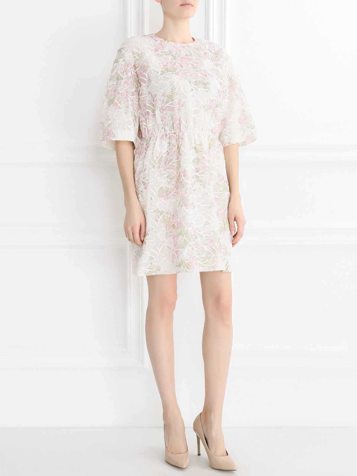 Платье-мини из шелка с узором Giambattista Valli  –  Модель Общий вид  – Цвет:  Узор