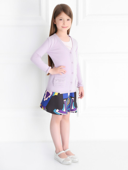 Кардиган из кашемира с аппликацией из страз Blumarine baby - Модель Общий вид