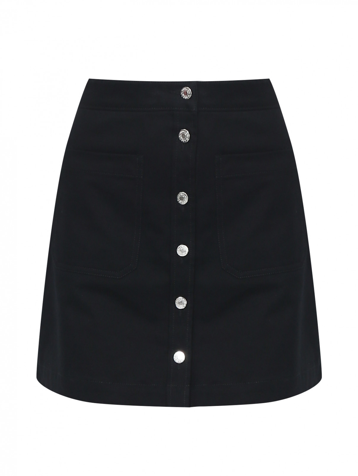 Юбка-мини с накладными карманами Calvin Klein  –  Общий вид  – Цвет:  Черный