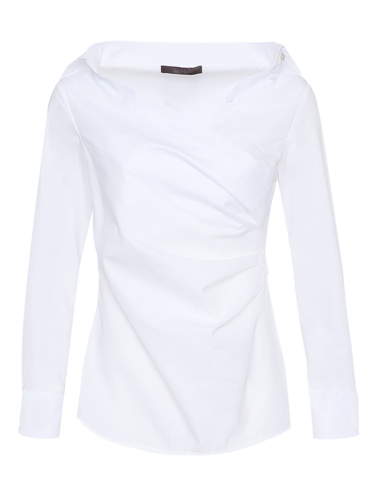 Блуза из хлопка с драпировкой Max Mara  –  Общий вид  – Цвет:  Белый