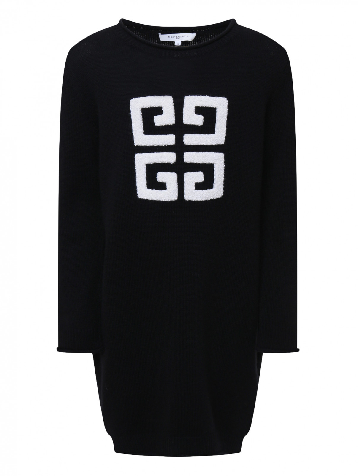 Платье трикотажное с аппликацией Givenchy  –  Общий вид  – Цвет:  Черный