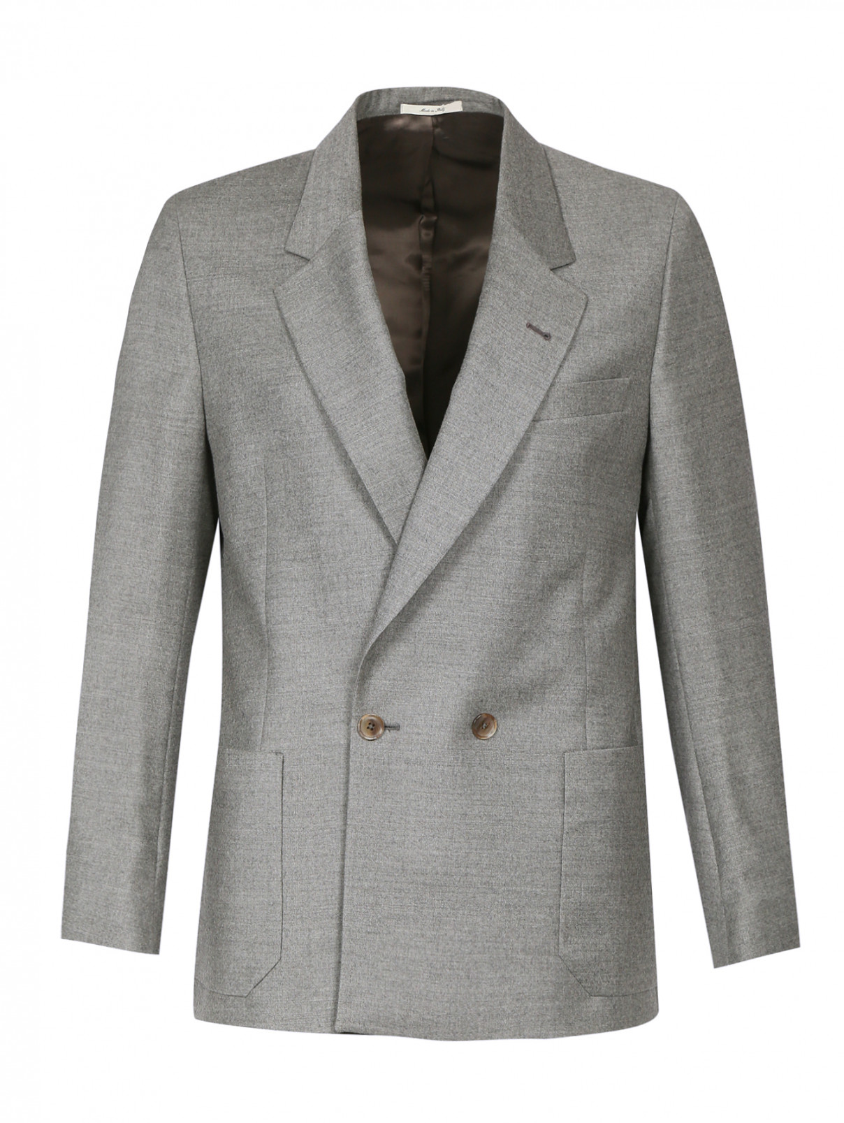 Двубортный пиджак из шерсти и кашемира Paul Smith  –  Общий вид  – Цвет:  Серый