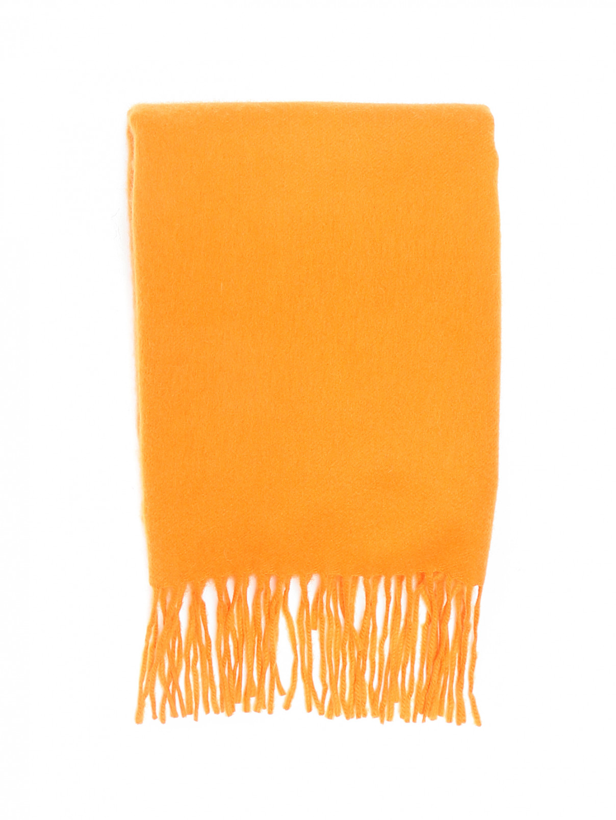 Однотонный шарф из кашемира с бахромой Begg x Co  –  Общий вид  – Цвет:  Оранжевый