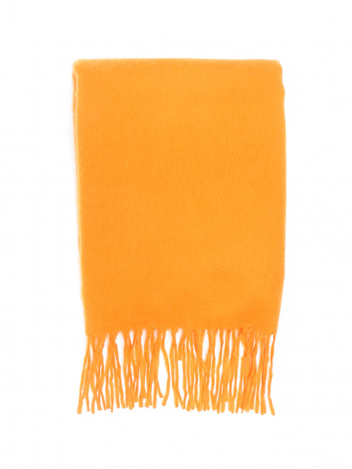 Однотонный шарф из кашемира с бахромой - Общий вид
