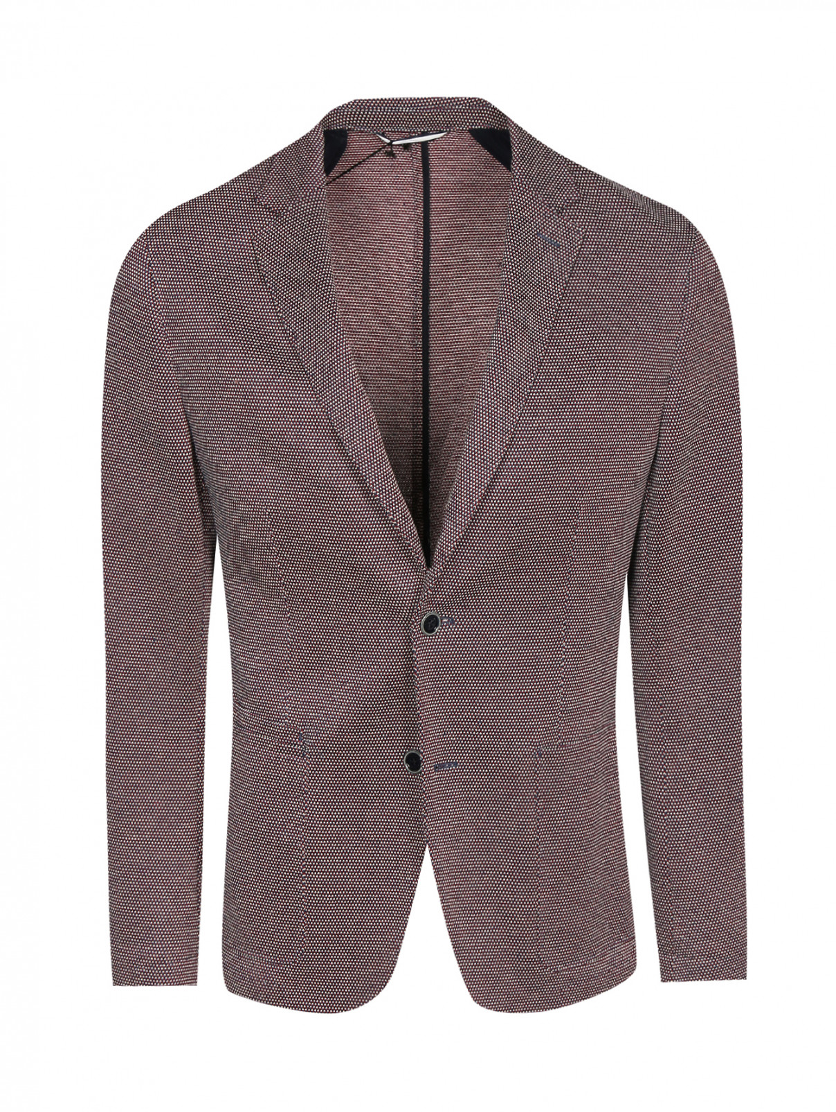 Пиджак однобортный из шерсти и льна Hugo Boss  –  Общий вид  – Цвет:  Красный