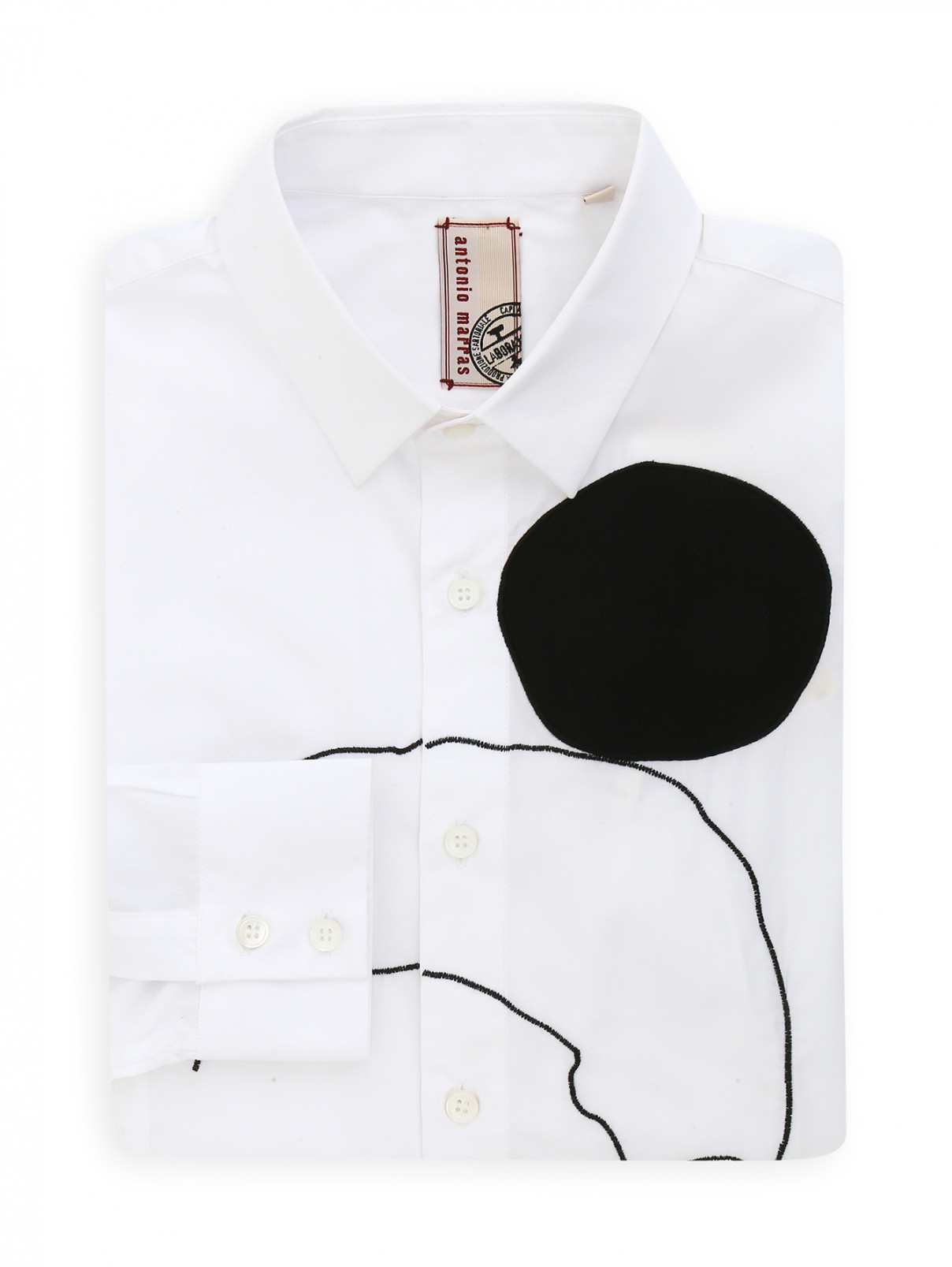 Рубашка из хлопка с аппликацией Antonio Marras  –  Общий вид  – Цвет:  Белый