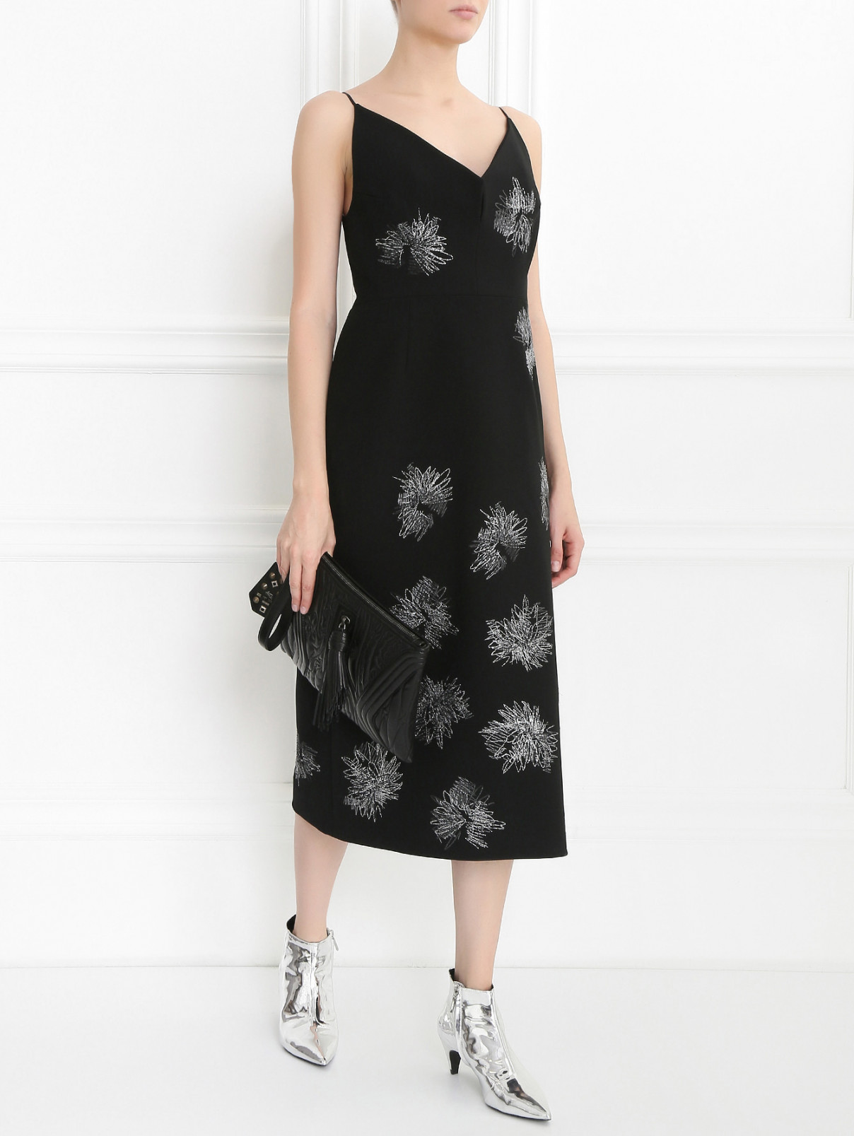 Платье-футляр из шелка на бретелях Jil Sander  –  Модель Общий вид  – Цвет:  Черный