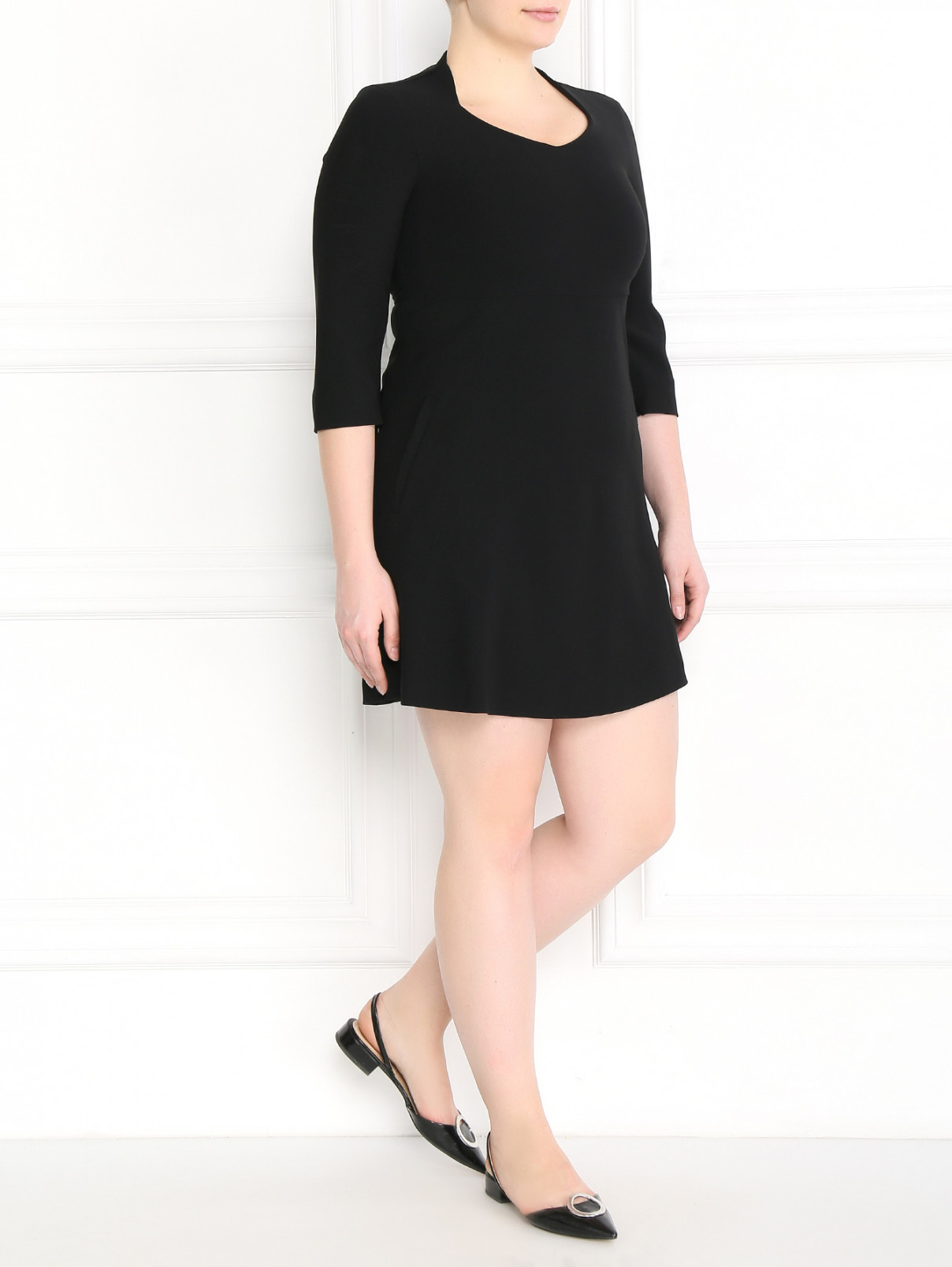 Платье-мини с карманами Marina Rinaldi  –  Модель Общий вид  – Цвет:  Черный