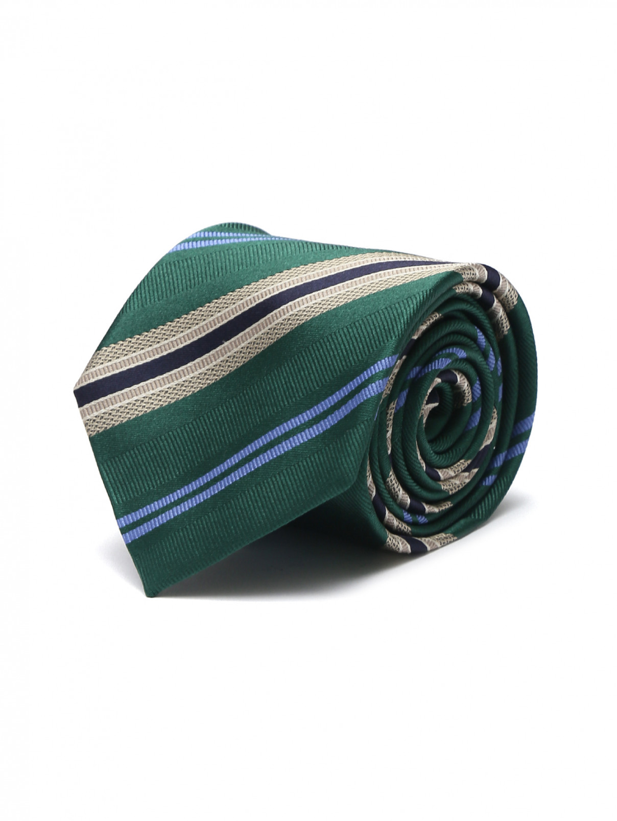 Галстук из шелка в полоску Gabriele Pasini  –  Общий вид  – Цвет:  Зеленый