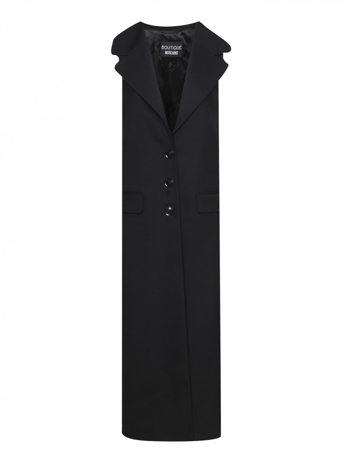 Жилет из смешанной шерсти на пуговицах Moschino Boutique  –  Общий вид  – Цвет:  Черный