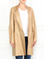 Пальто из кожи с двумя боковыми карманами Donna Karan  –  Модель Верх-Низ
