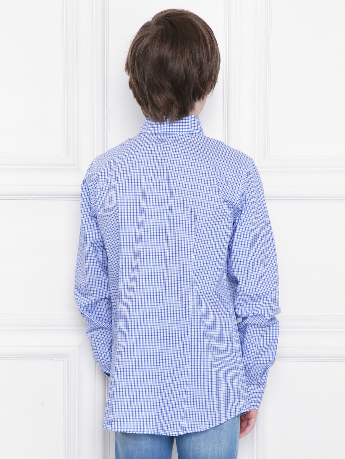 Рубашка из хлопка в клетку Dal Lago  –  МодельВерхНиз1  – Цвет:  Синий