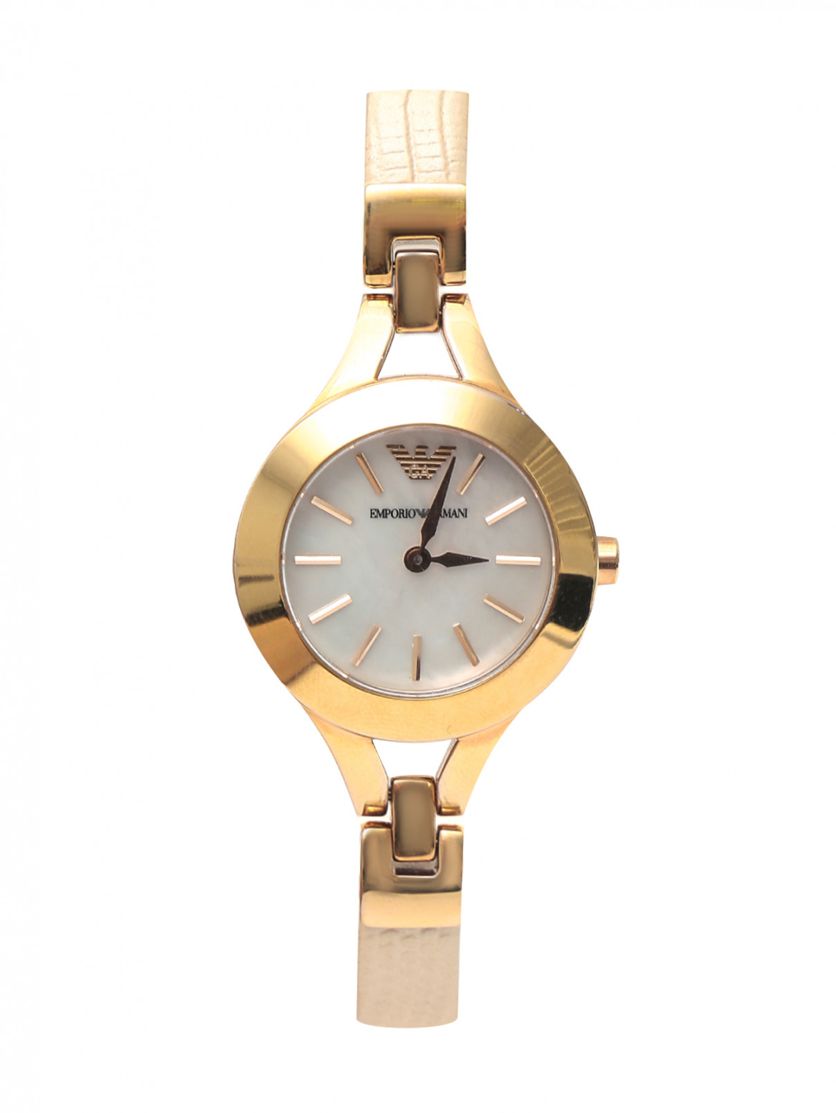 Часы с кожаными вставками Emporio Armani  –  Общий вид  – Цвет:  Золотой