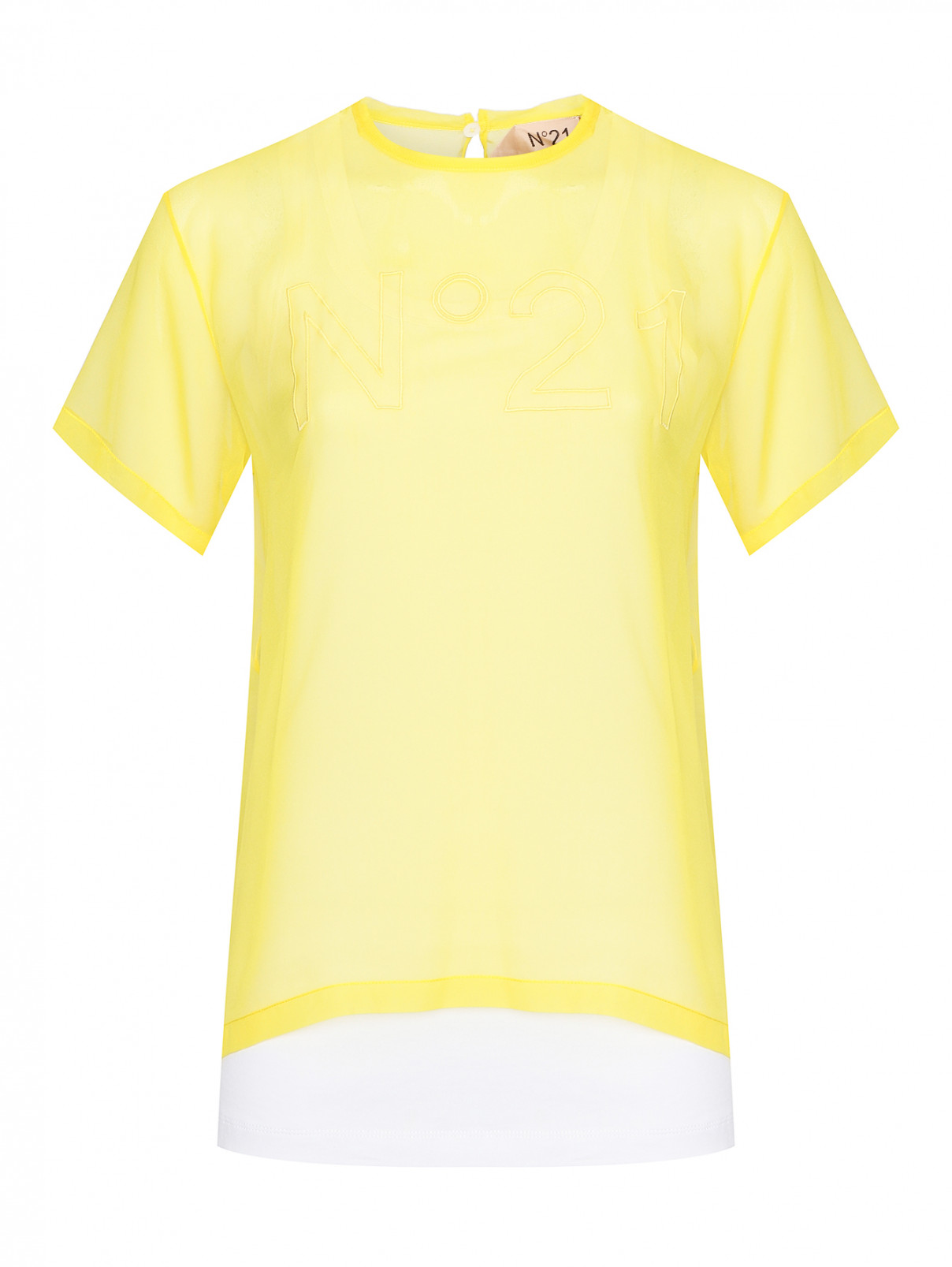 Блуза из прозрачного шелка с майкой N21  –  Общий вид  – Цвет:  Желтый