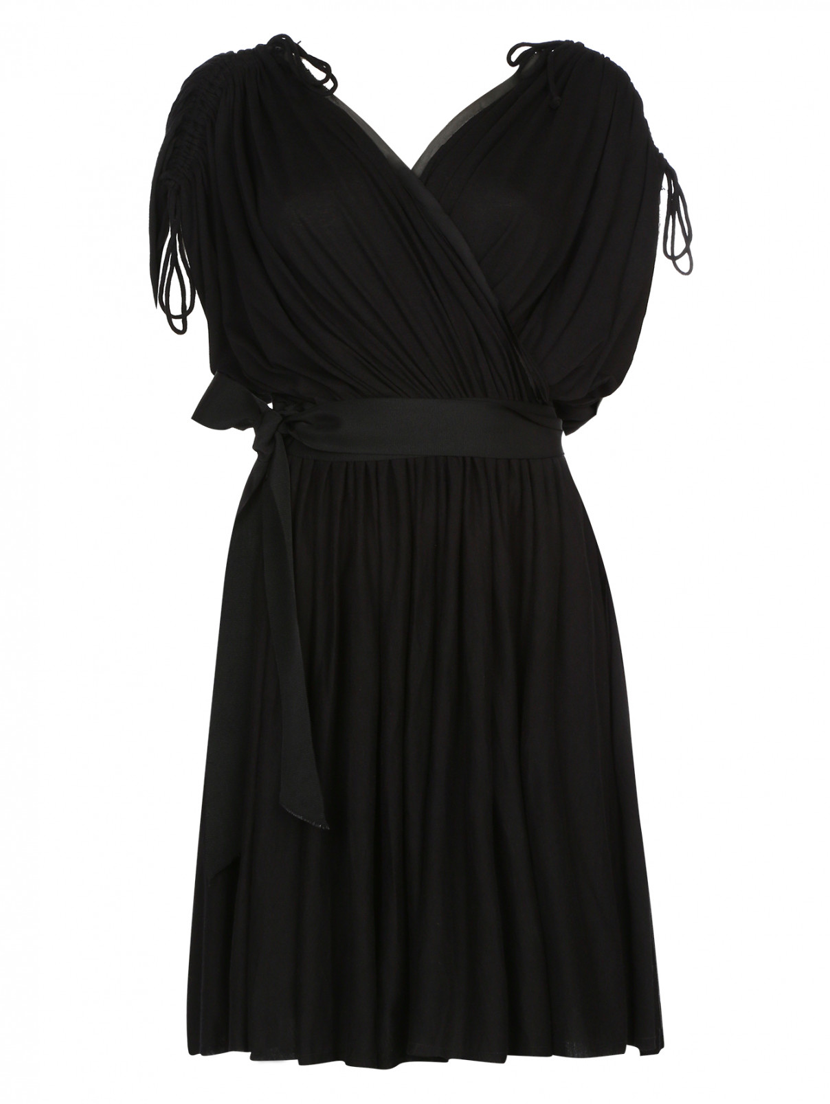 Трикотажное платье с запахом Lanvin  –  Общий вид  – Цвет:  Черный