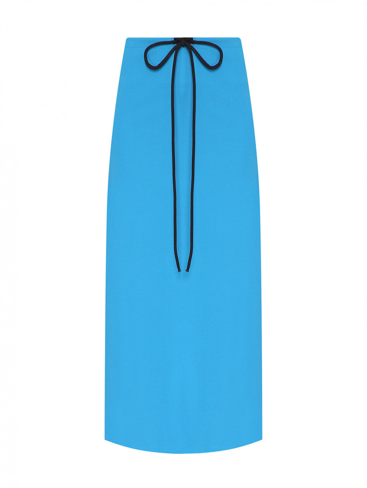 Трикотажная юбка-миди с разрезом Liviana Conti  –  Общий вид  – Цвет:  Синий