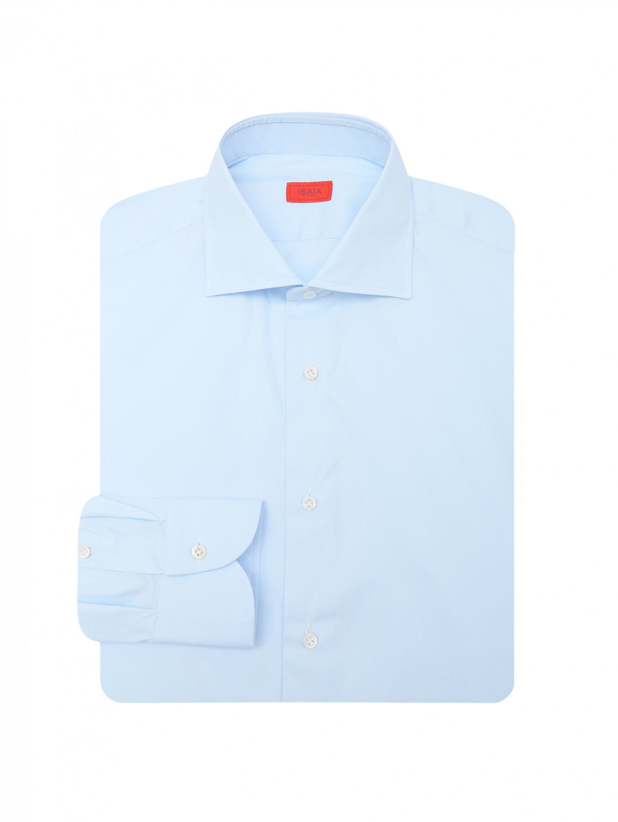 Рубашка из хлопка однотонная Isaia  –  Общий вид  – Цвет:  Синий