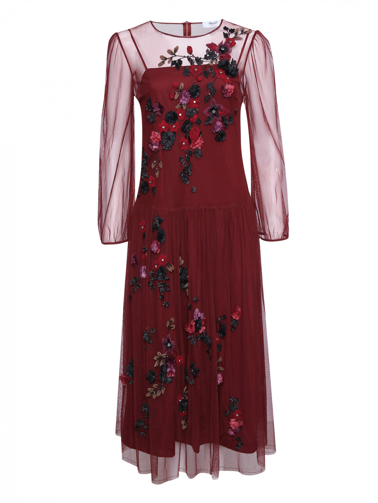 Платье-миди с аппликацией Blugirl  –  Общий вид  – Цвет:  Красный