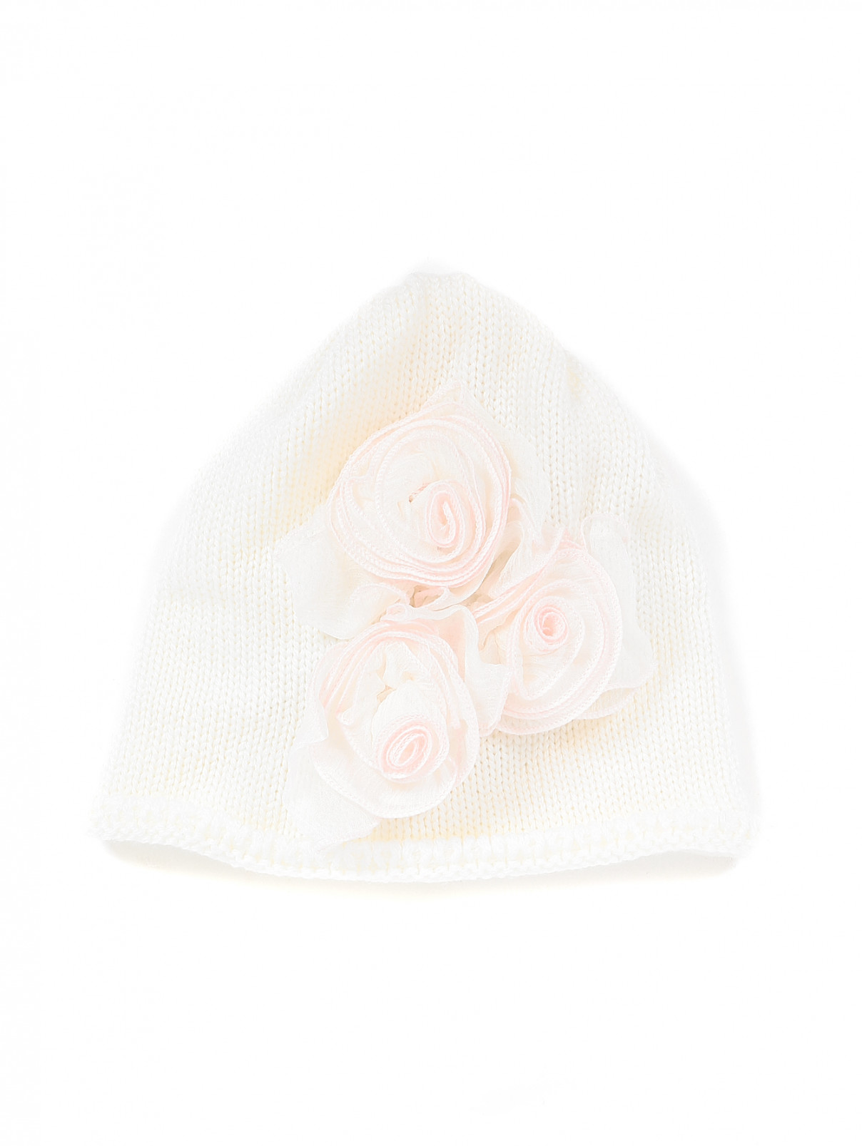 Шапочка из шерсти с декоративными розами Eugenia Kim  –  Общий вид  – Цвет:  Белый