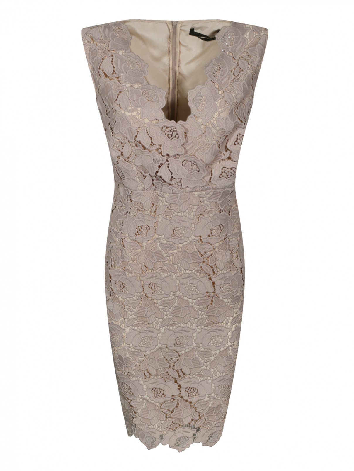 Платье с кружевным узором Marina Rinaldi  –  Общий вид  – Цвет:  Бежевый