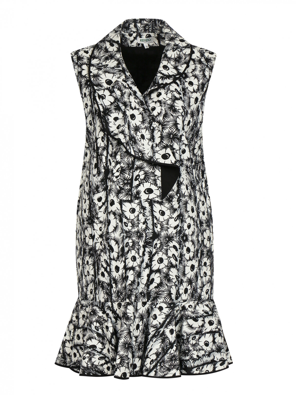 Платье-мини свободного фасона из хлопка с узором Kenzo  –  Общий вид  – Цвет:  Черный