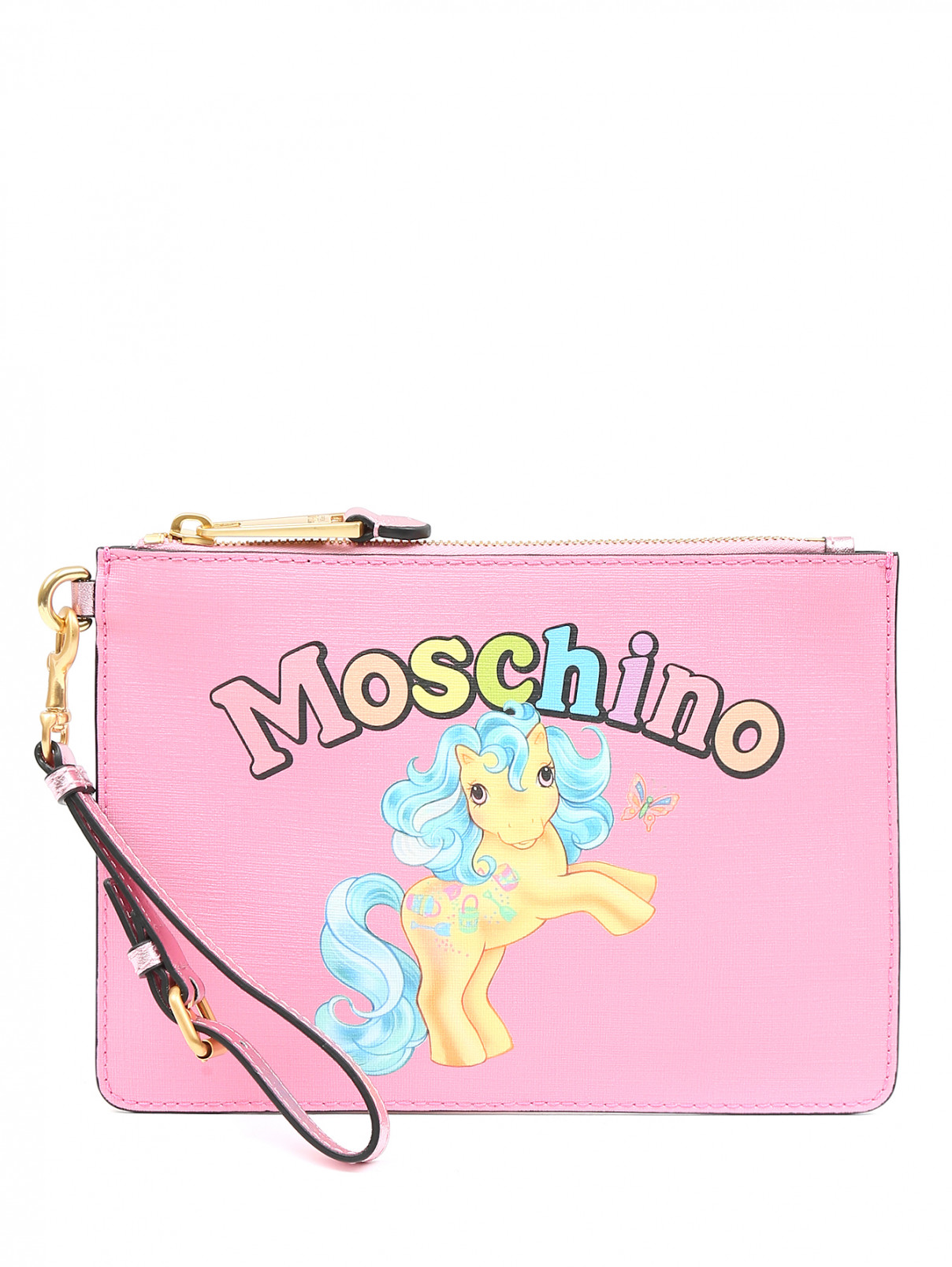 Клатч с узором Moschino Couture  –  Общий вид  – Цвет:  Розовый
