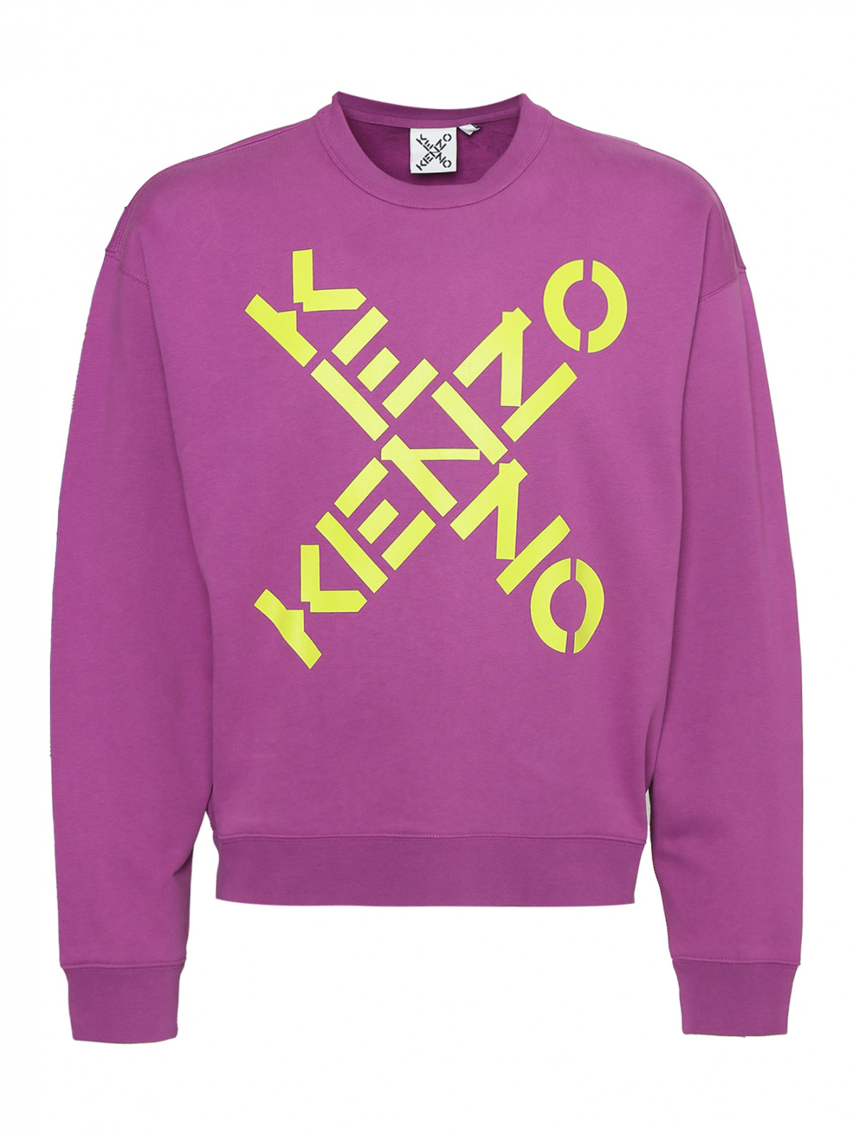 Свитшот из хлопка с логотипом Kenzo  –  Общий вид  – Цвет:  Фиолетовый