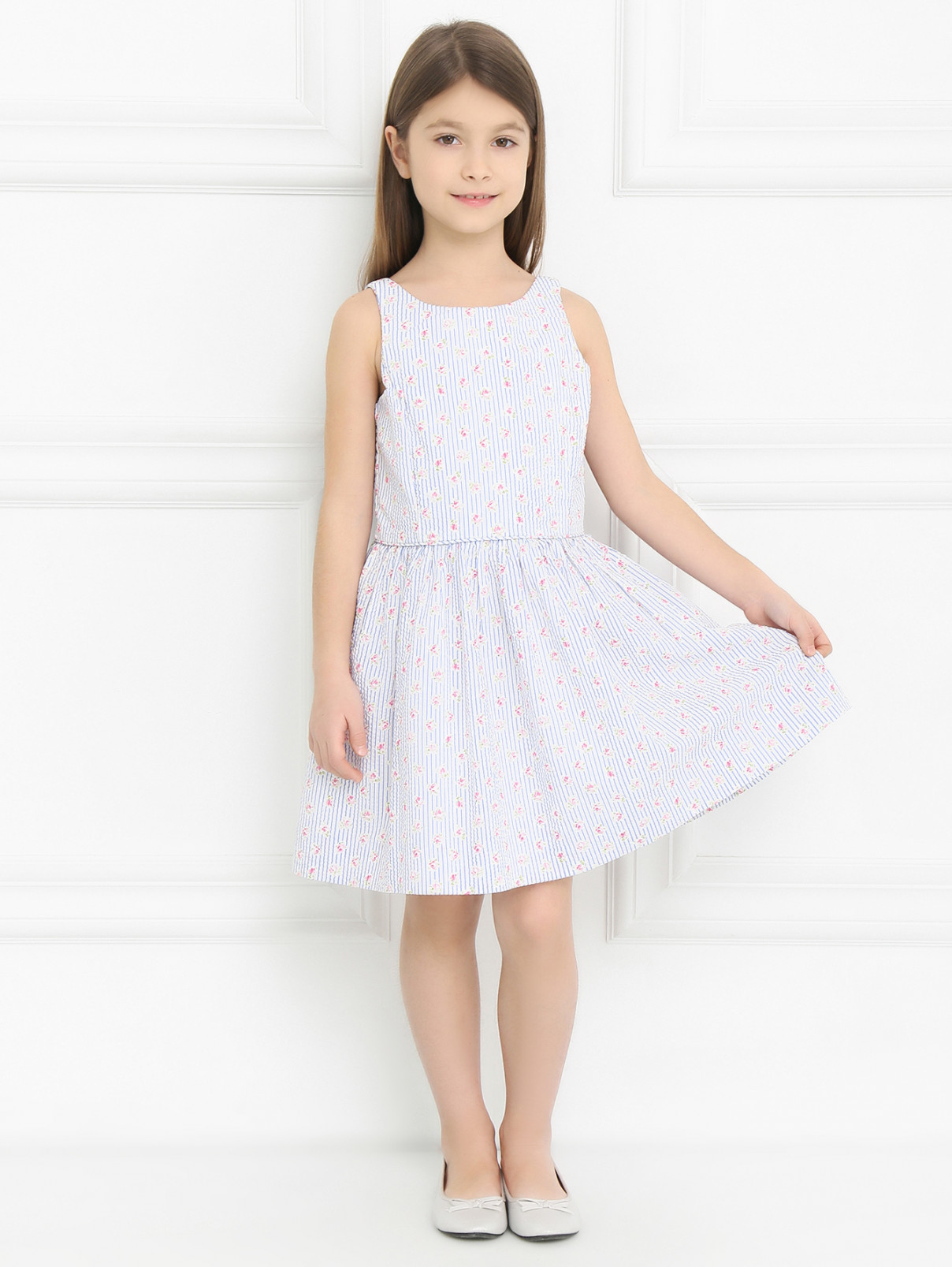 Платье из хлопка с цветочным узором Ralph Lauren  –  Модель Общий вид  – Цвет:  Синий