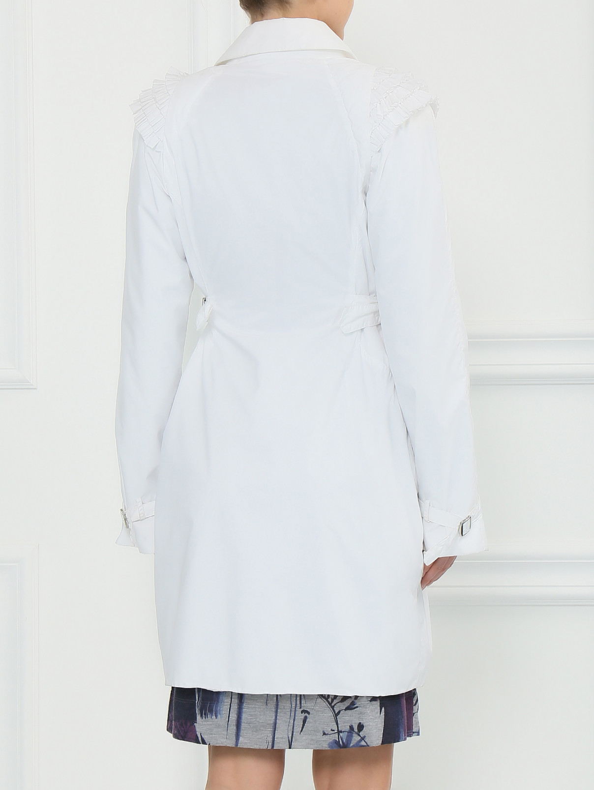 Плащ с декоративными рюшами Ermanno Scervino  –  Модель Верх-Низ1  – Цвет:  Белый