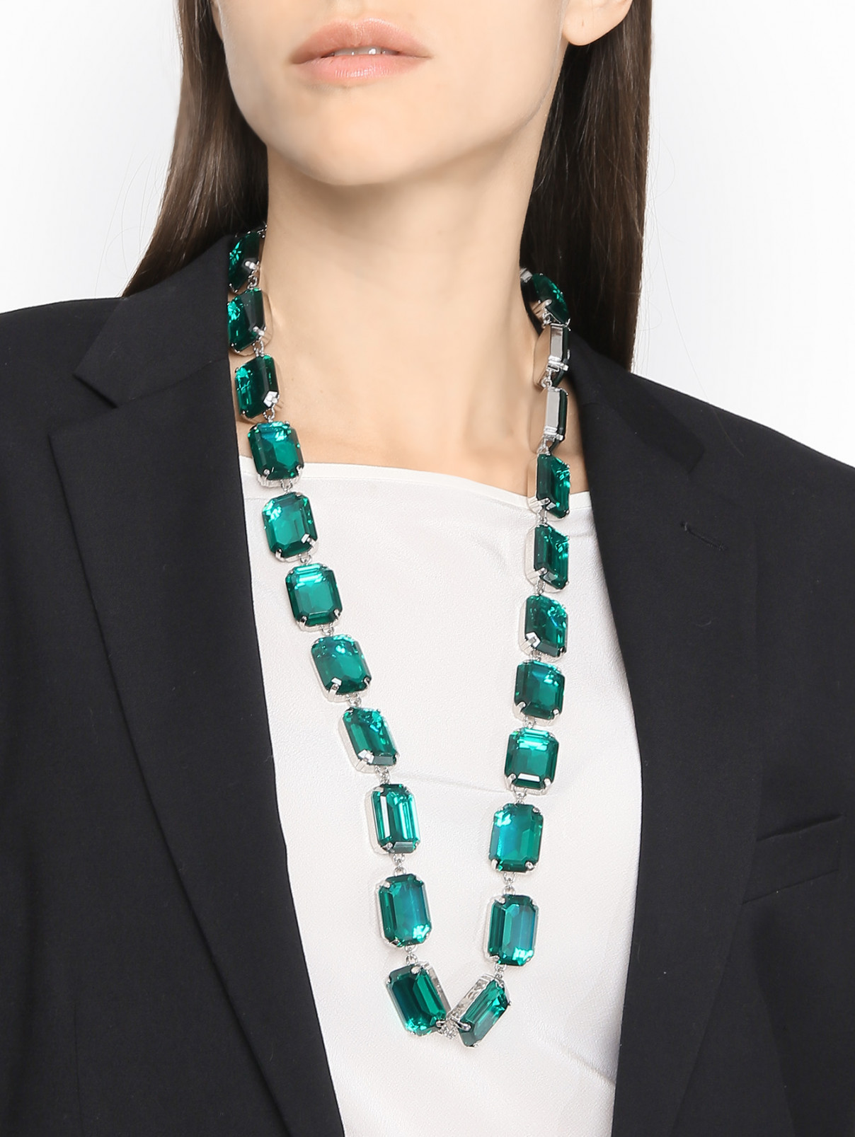Ожерелье из металла с кристаллами Weekend Max Mara  –  МодельОбщийВид  – Цвет:  Зеленый